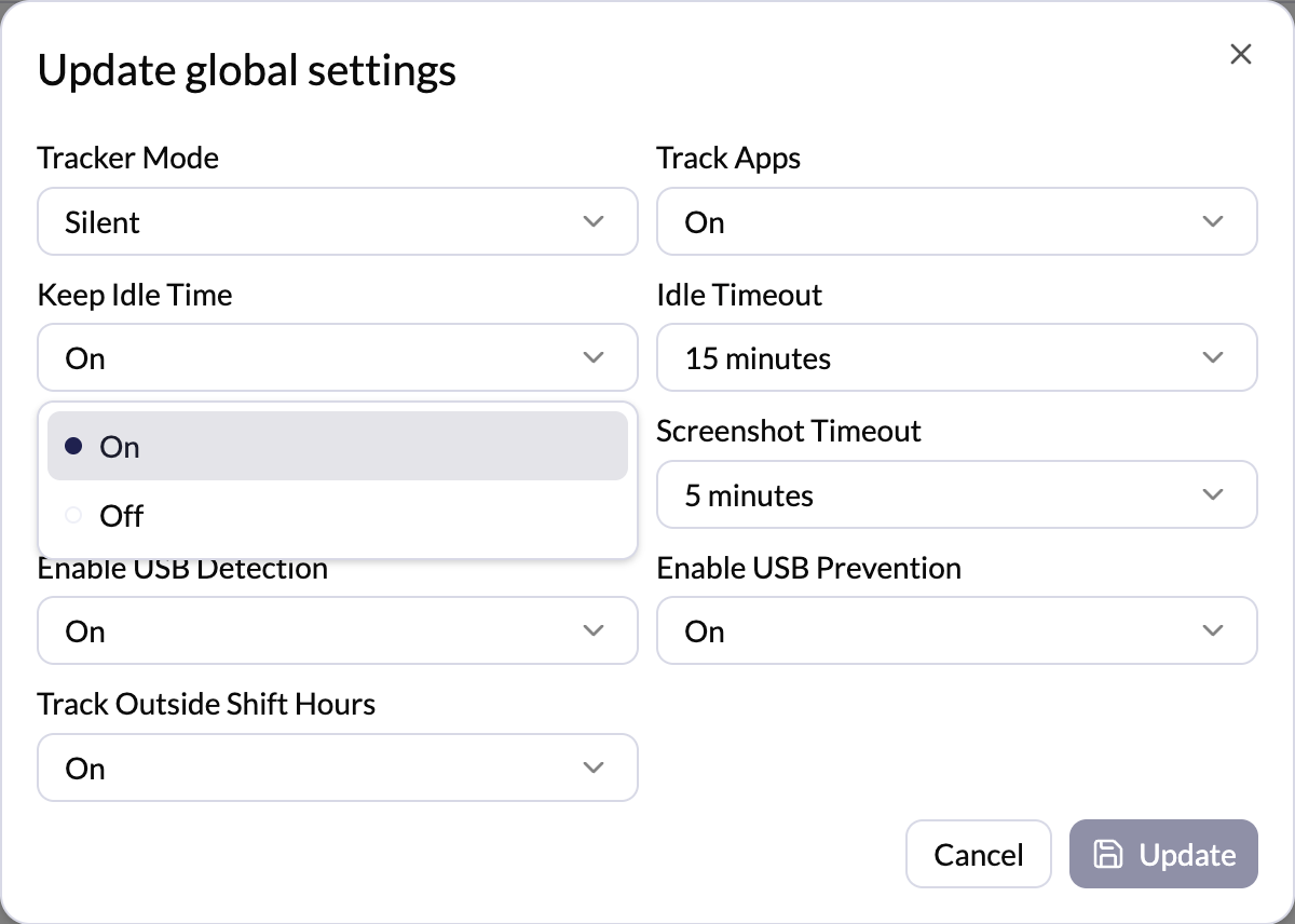 Keep idle time screen