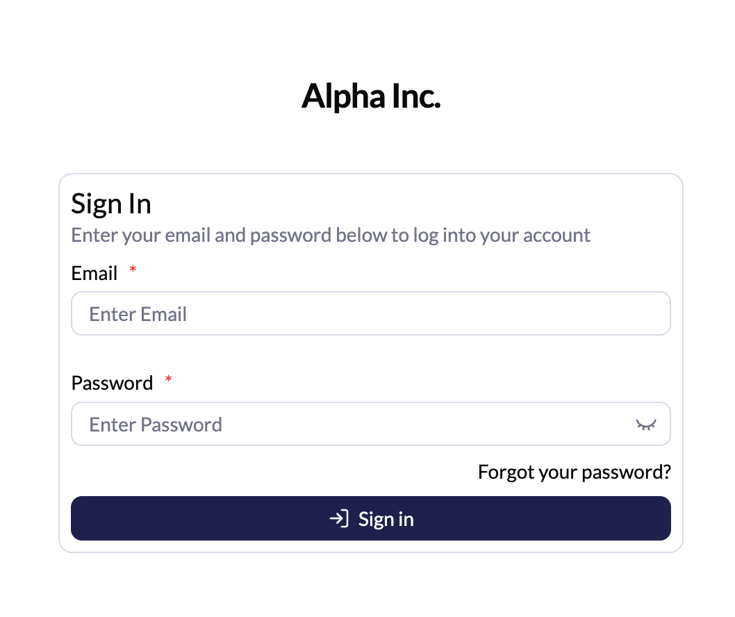 Sign in screen