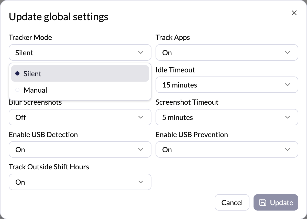 Tracker mode screen