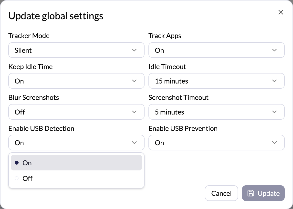 Enable USB Detection setting