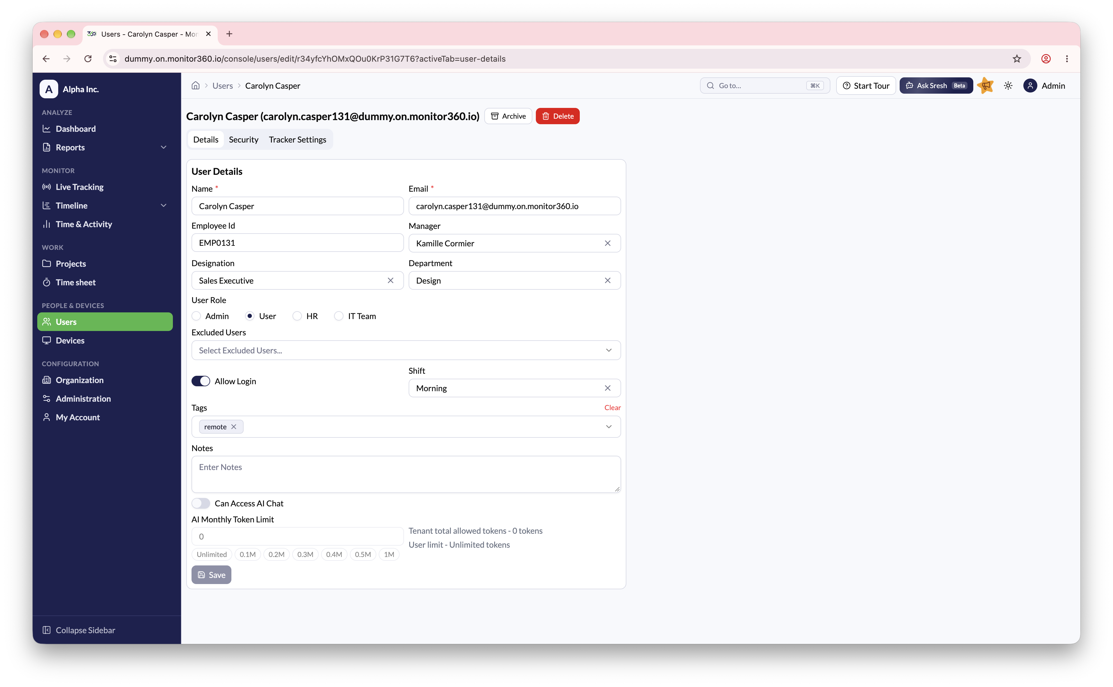 Screenshot needed: Edit User - Details tab
