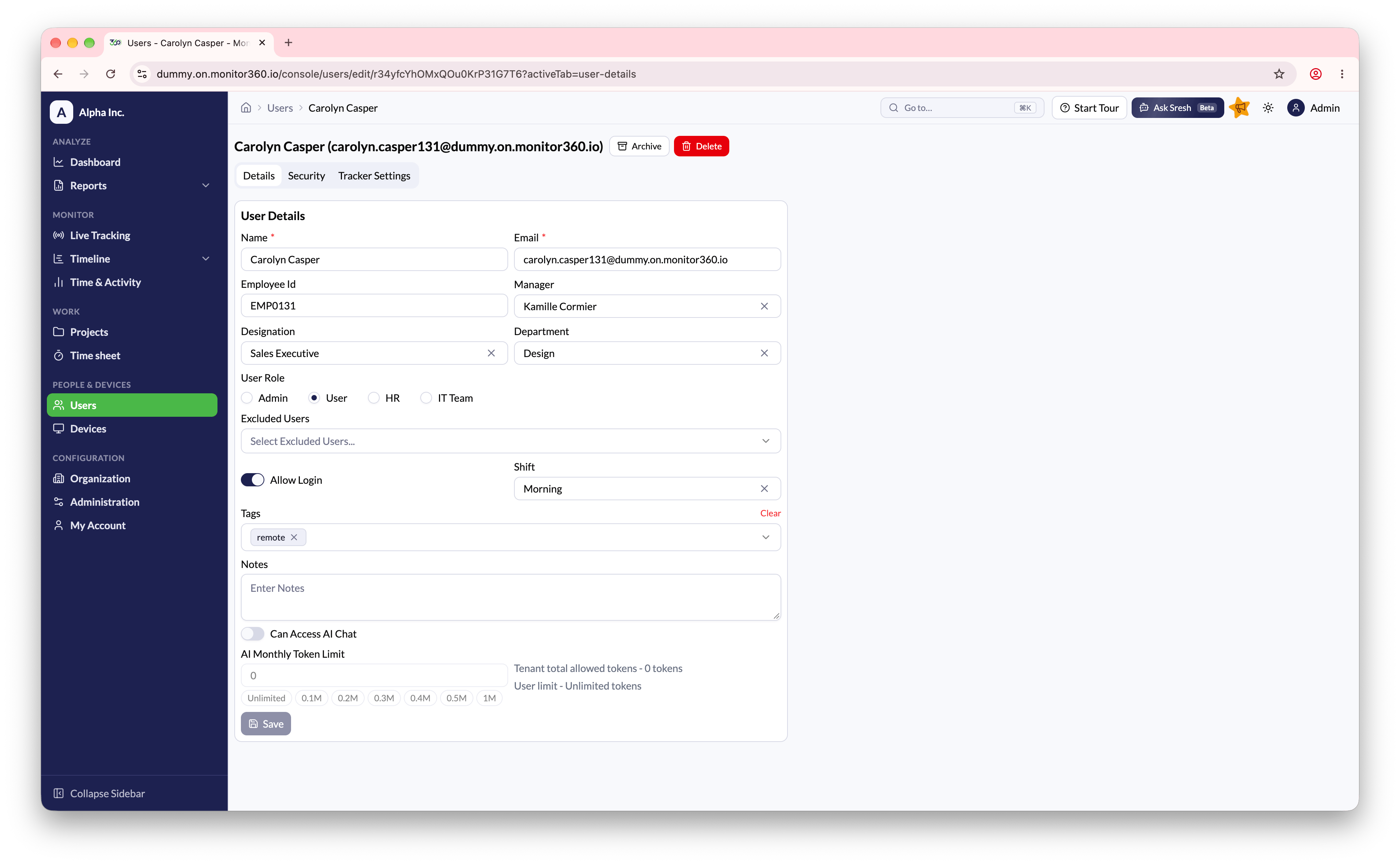 Screenshot needed: Edit User - Details tab