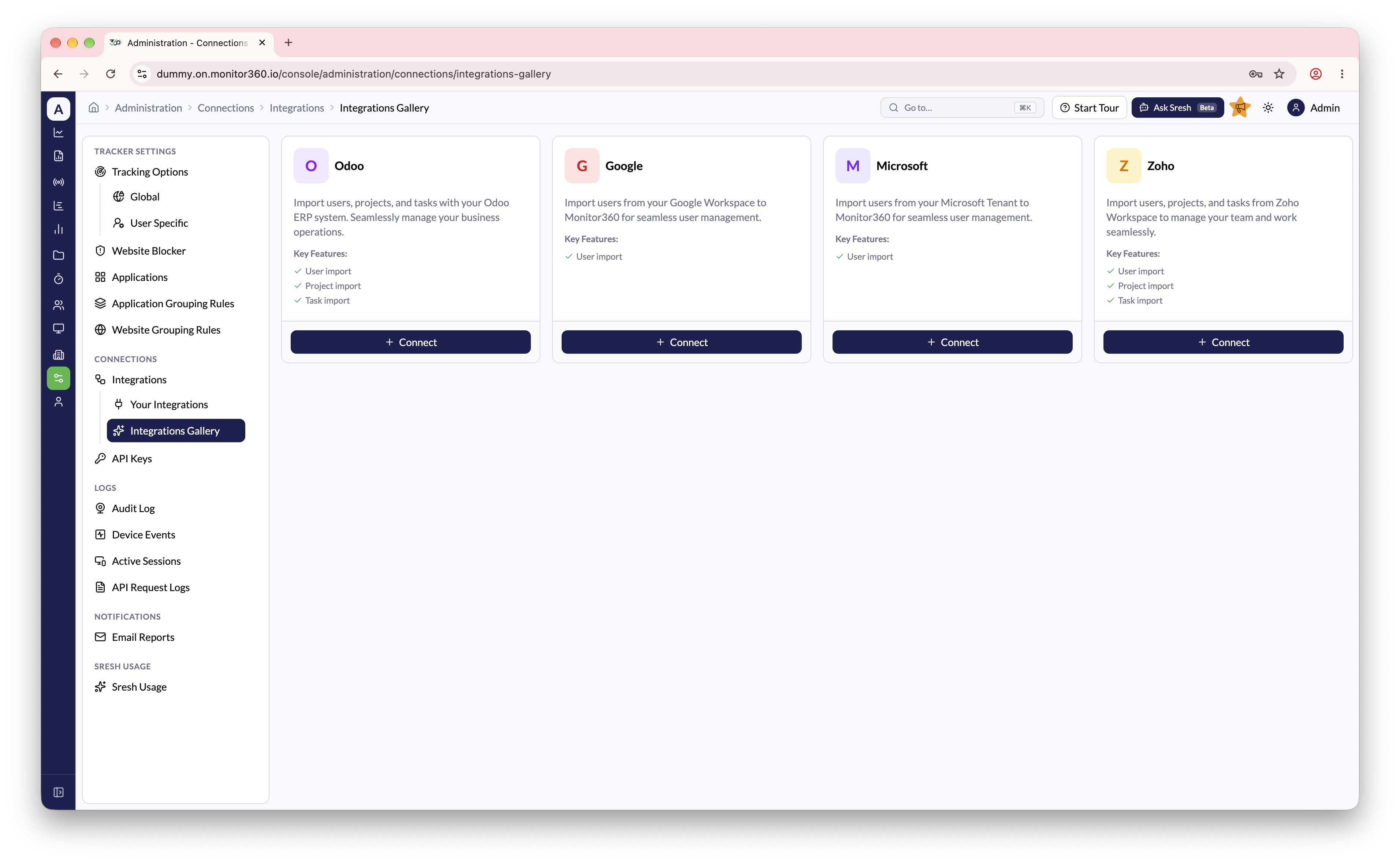 Screenshot needed: Integrations Gallery