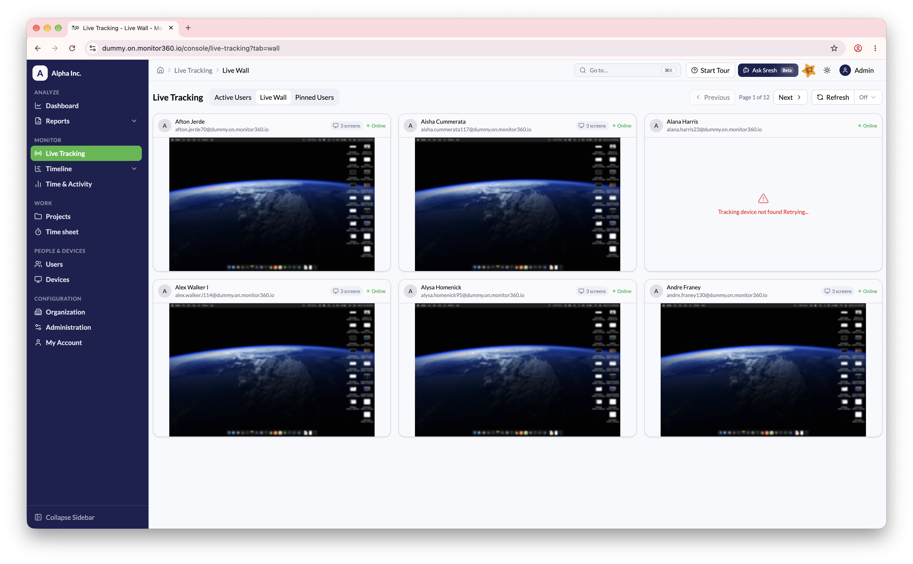 Screenshot needed: Live Wall grid of user streams