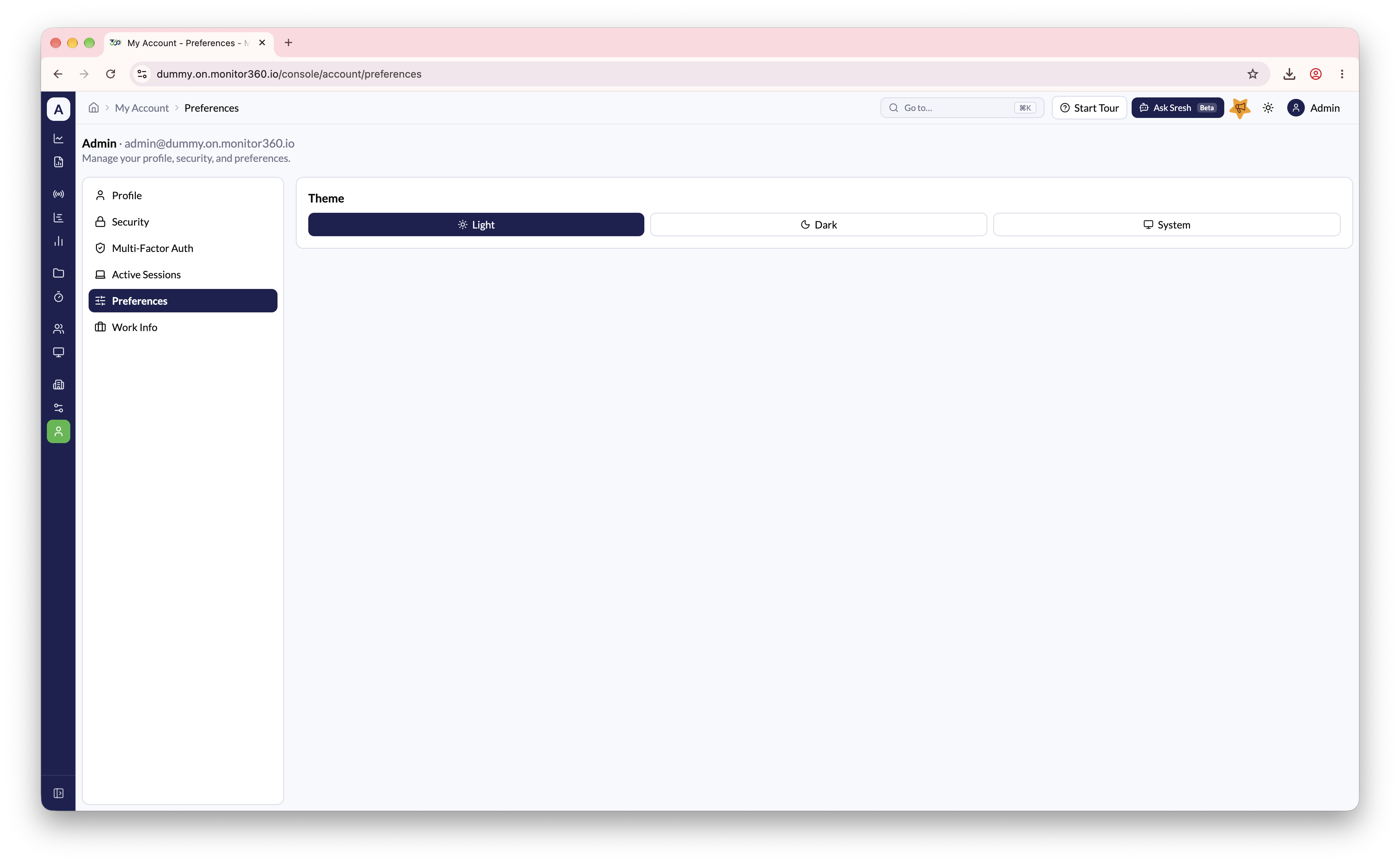 Preferences section