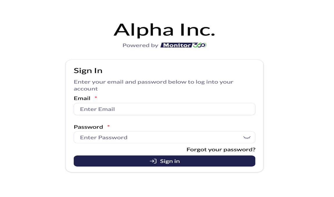 Sign in screen