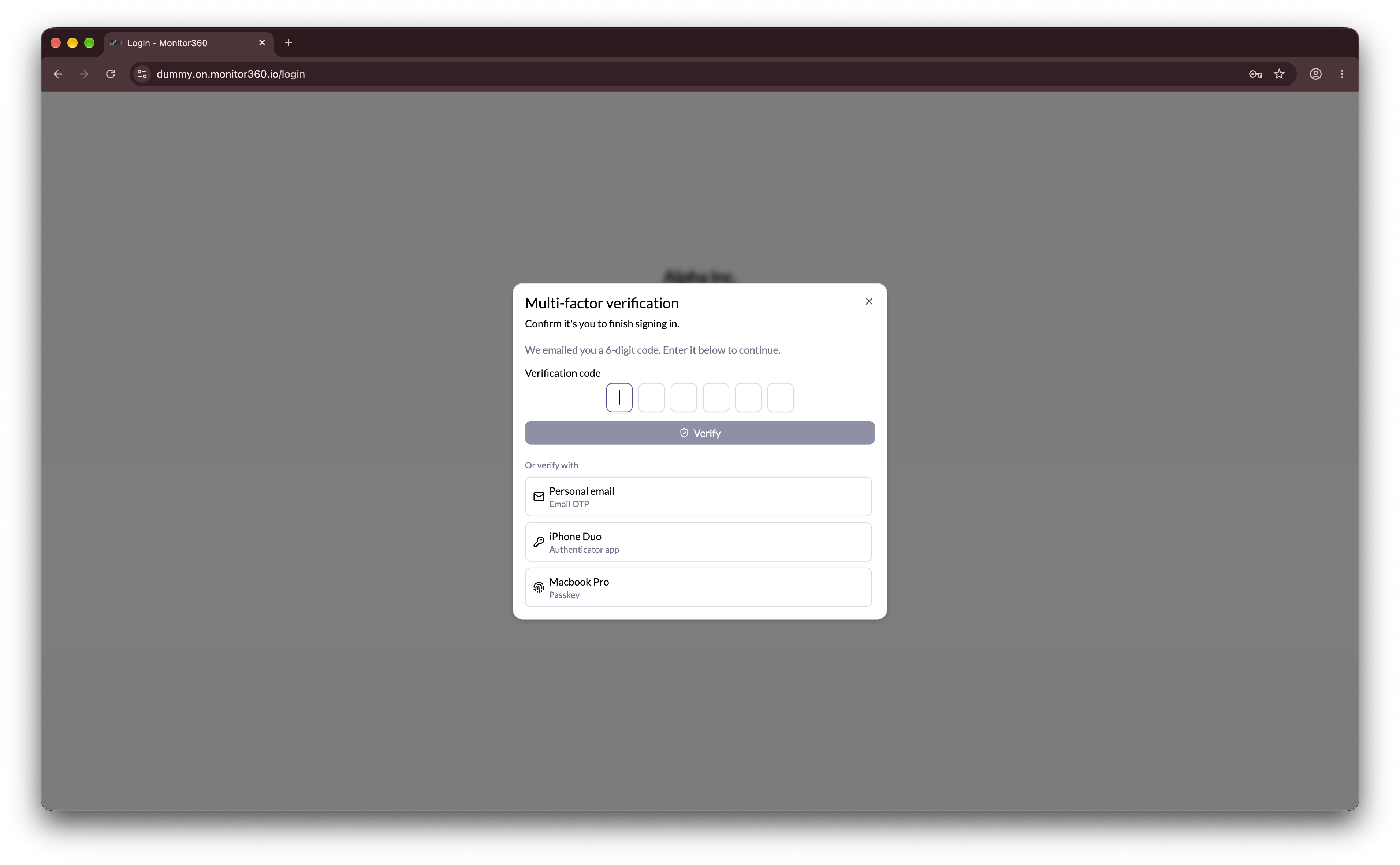 Multi-factor verification prompt