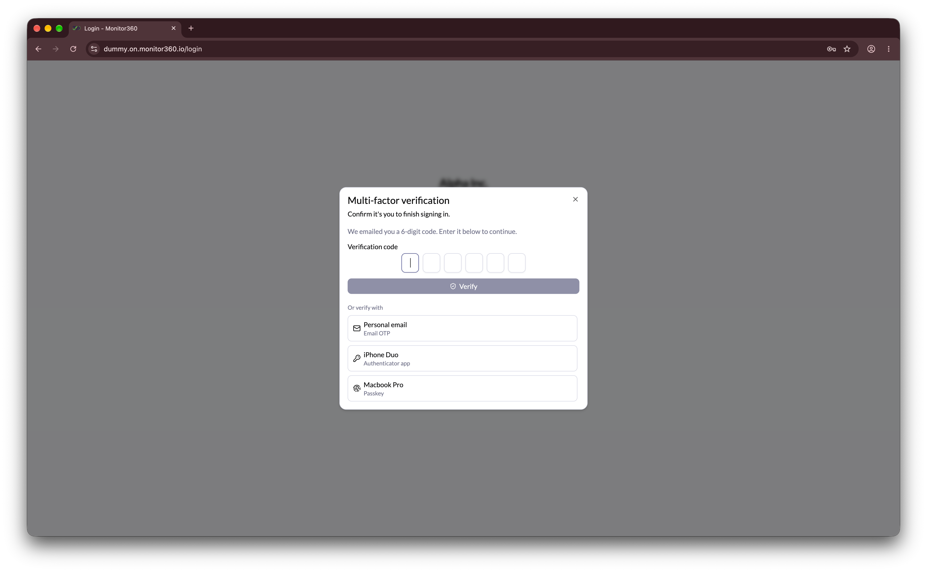 Multi-factor verification prompt
