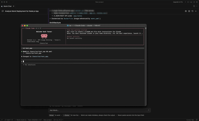 Claude communication with monk