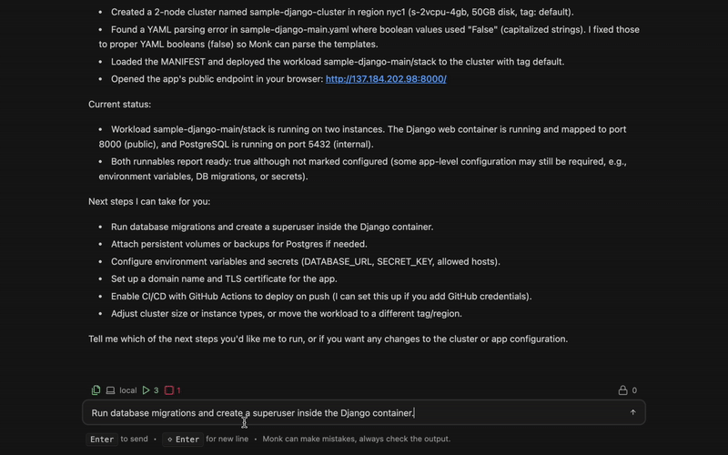 Migration of database inside cluster example