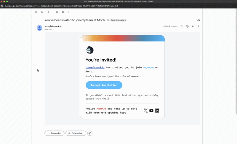 Accept invite to organization