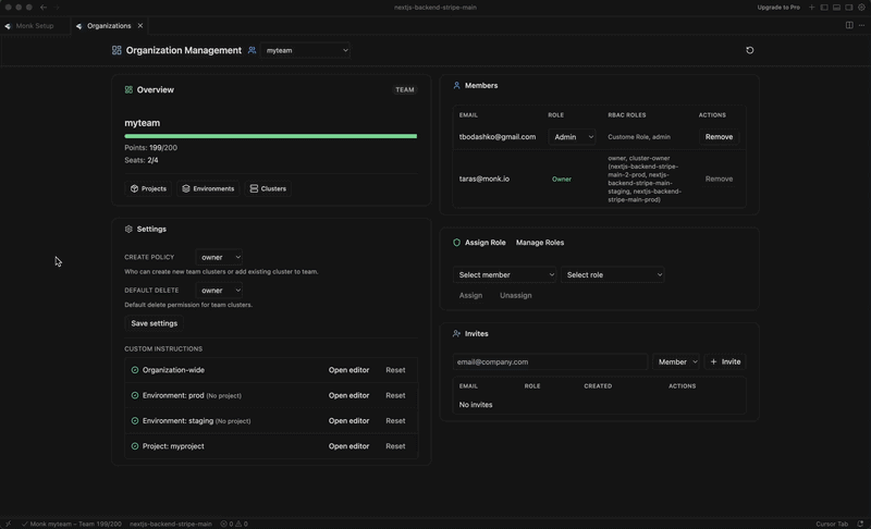 Monk Custom Instructions Team Feature