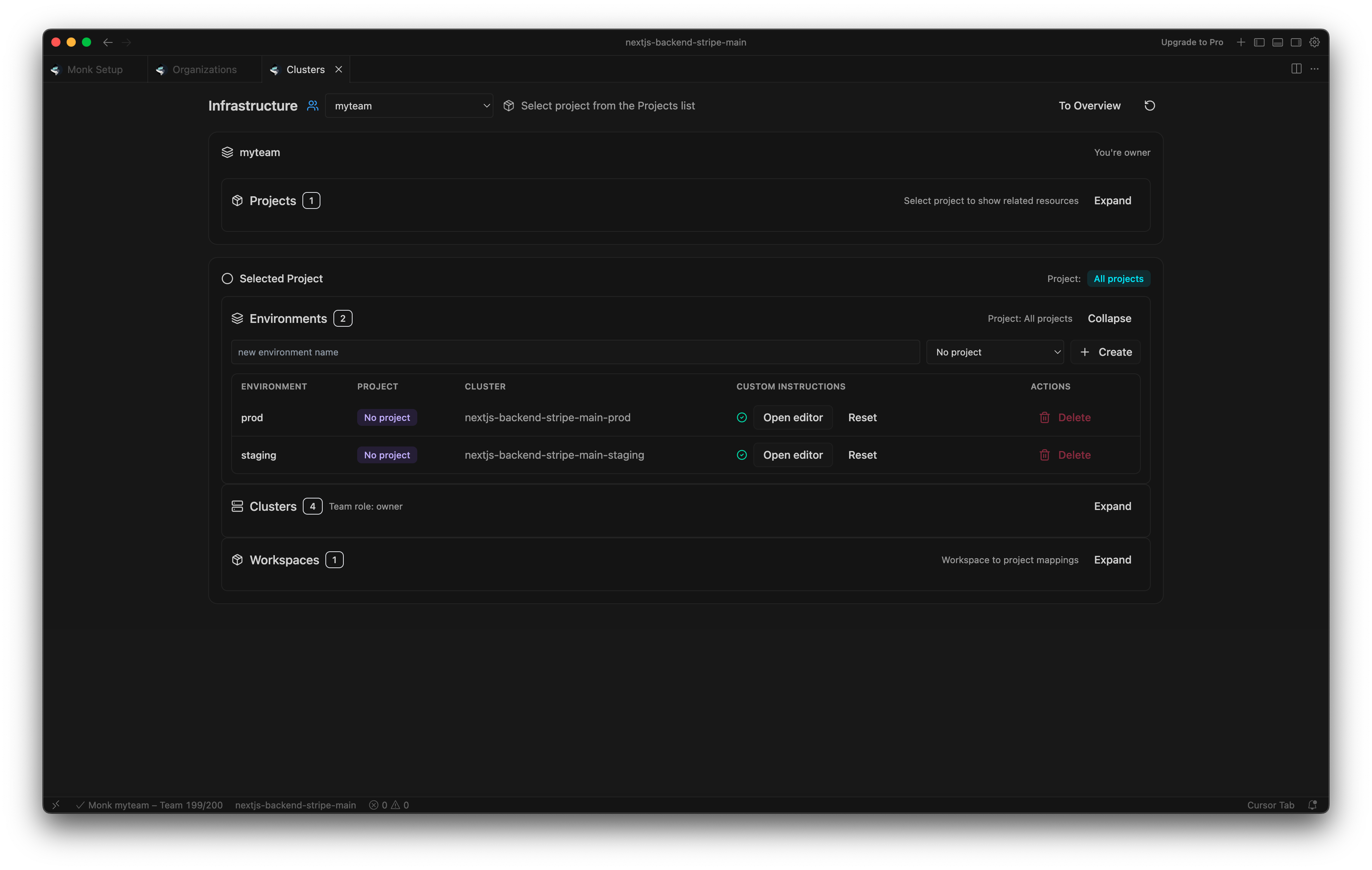 Monk Team Feature Environment Management