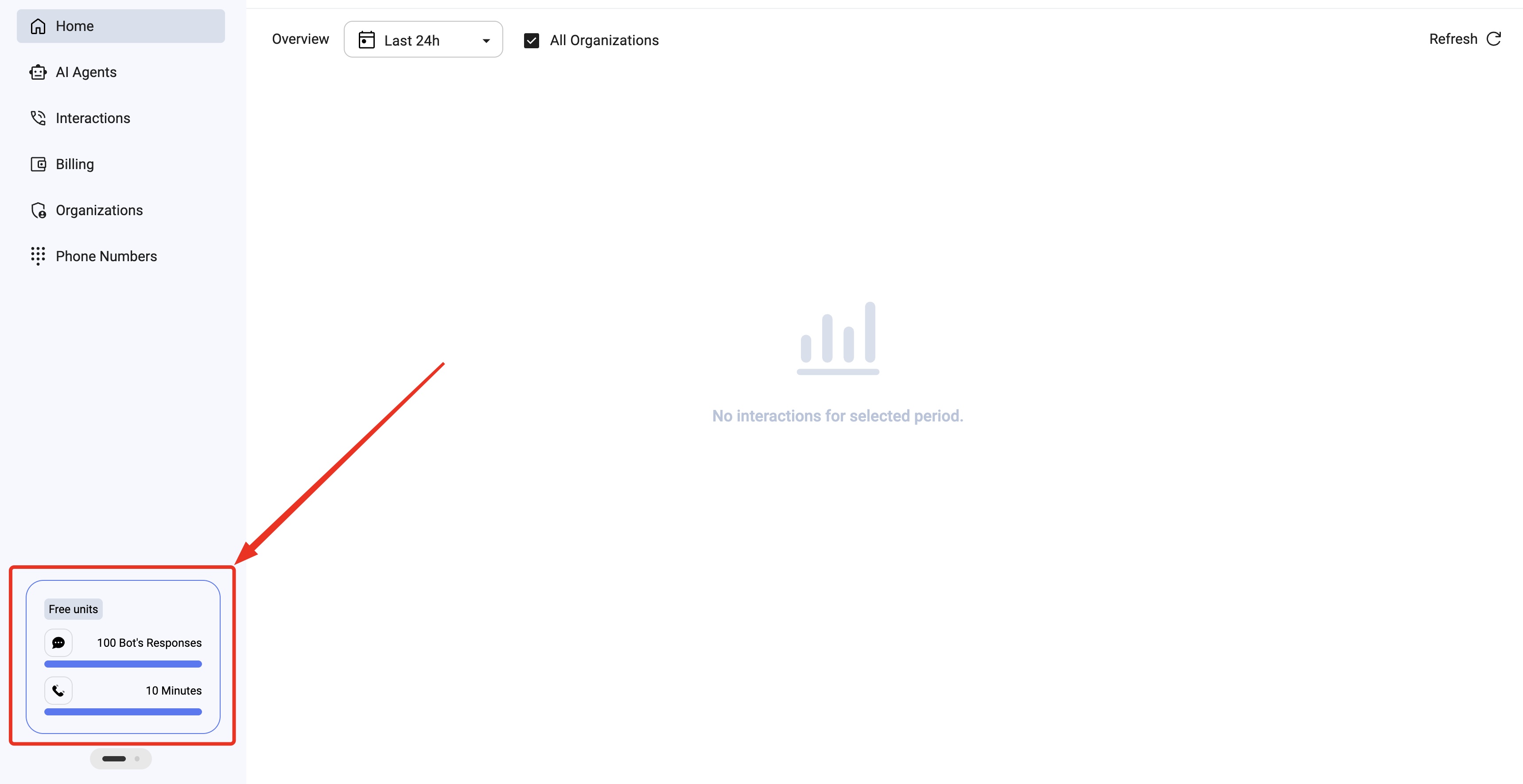 Free Units in Admin Panel