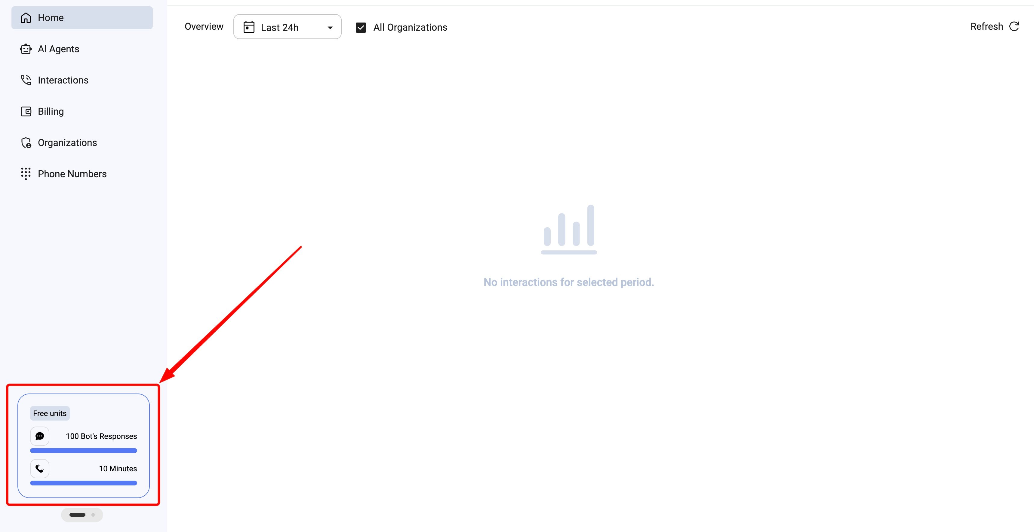 Free Units in Admin Panel