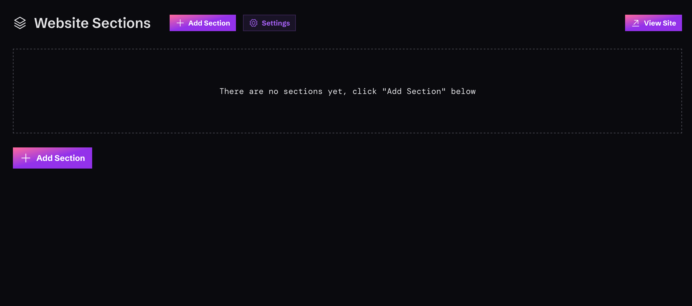 Monophonic.site dashboard with empty track content