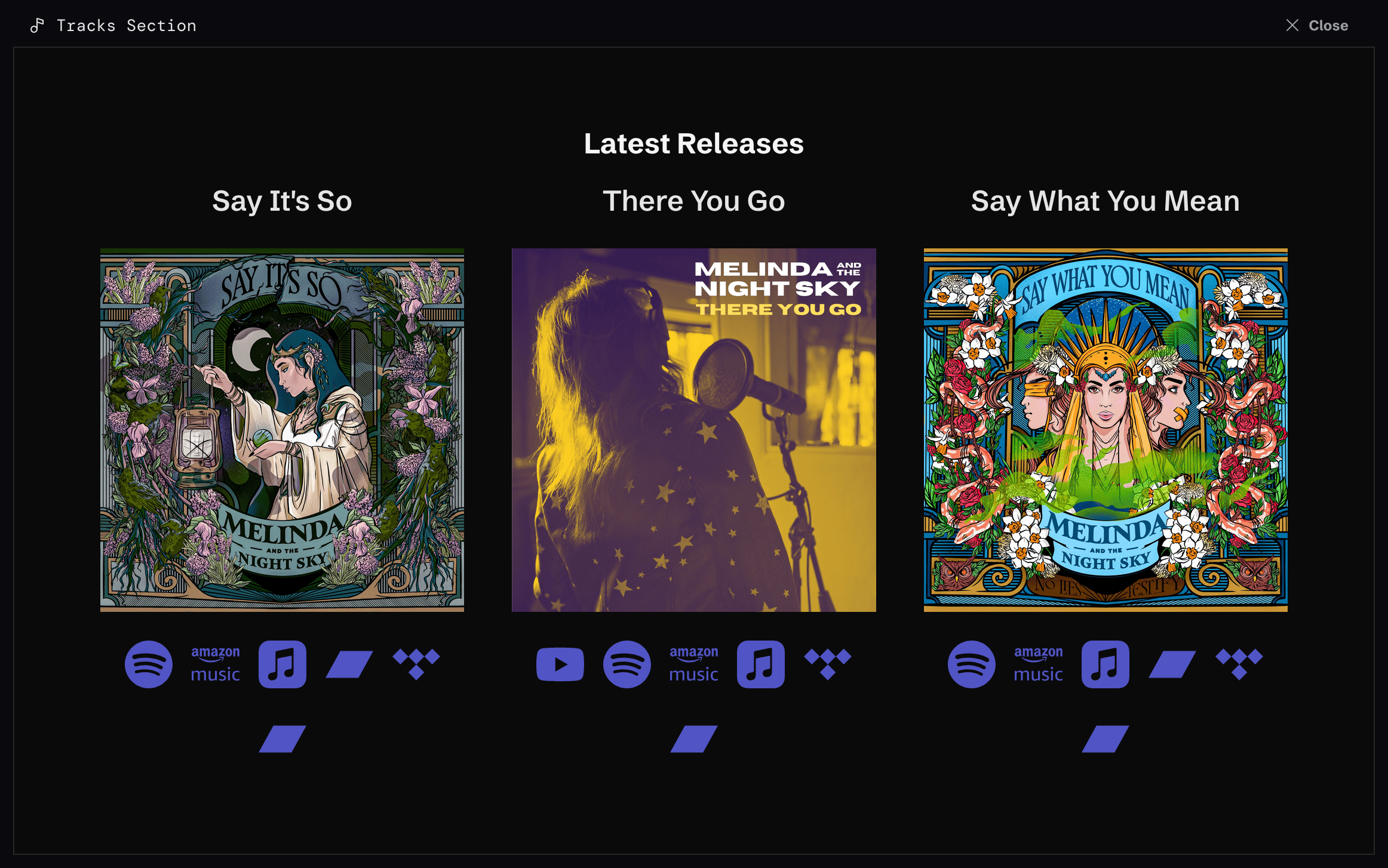 Monophonic.io Tracks Section