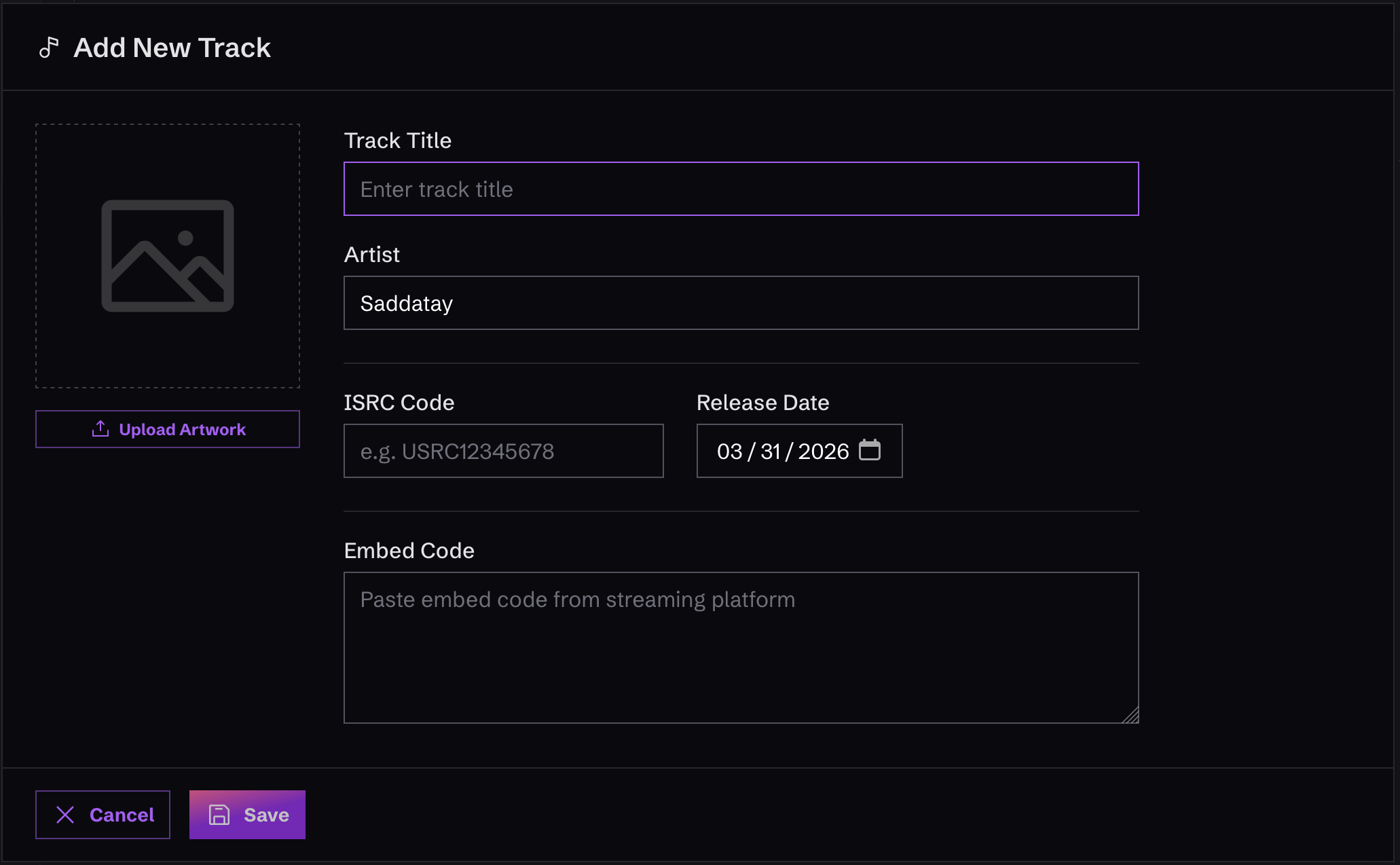 Monophonic.io Track form