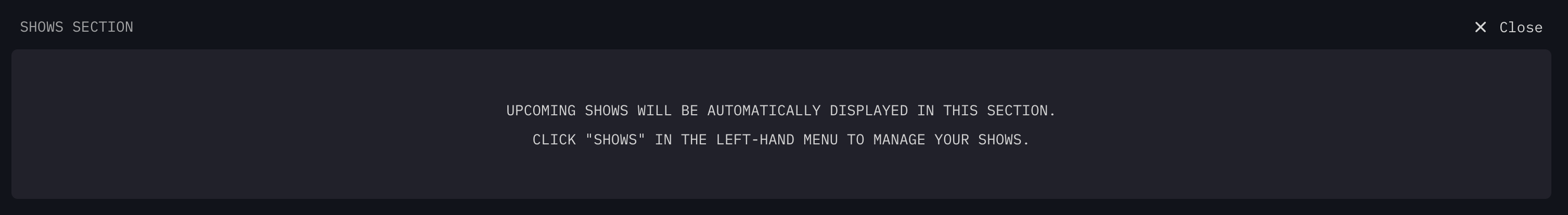 Monophonic.io Shows Section