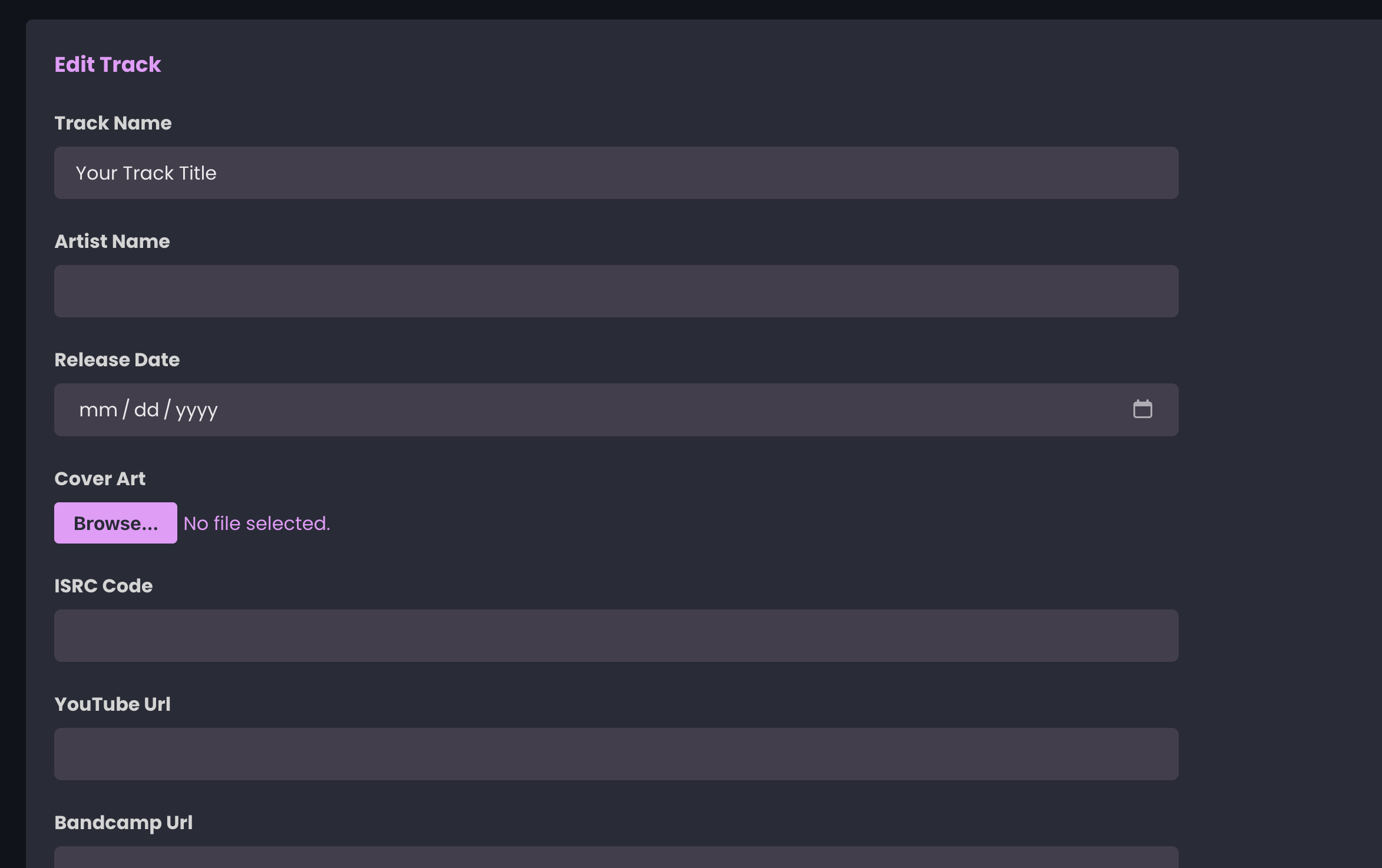 Monophonic.io Track form