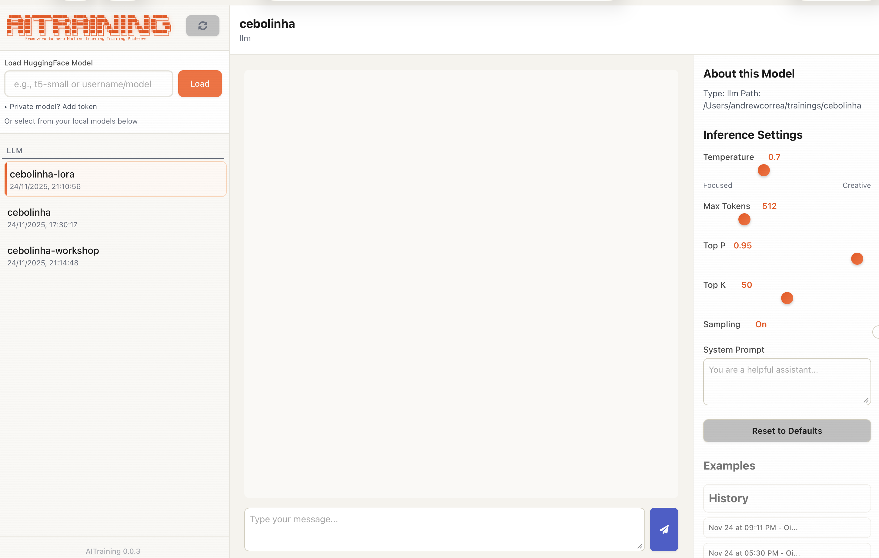 AITraining Chat Interface