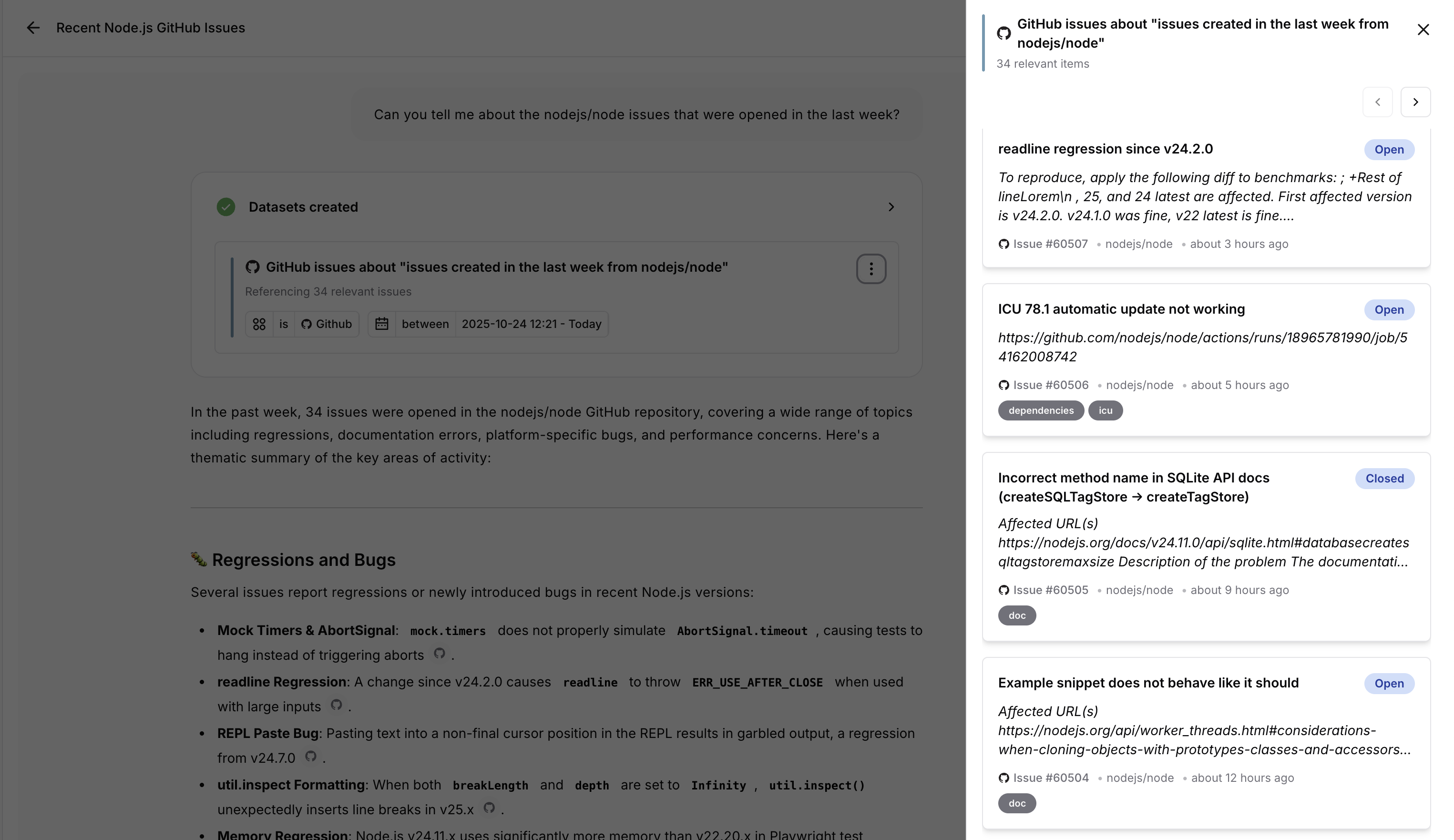 Github issues dataset