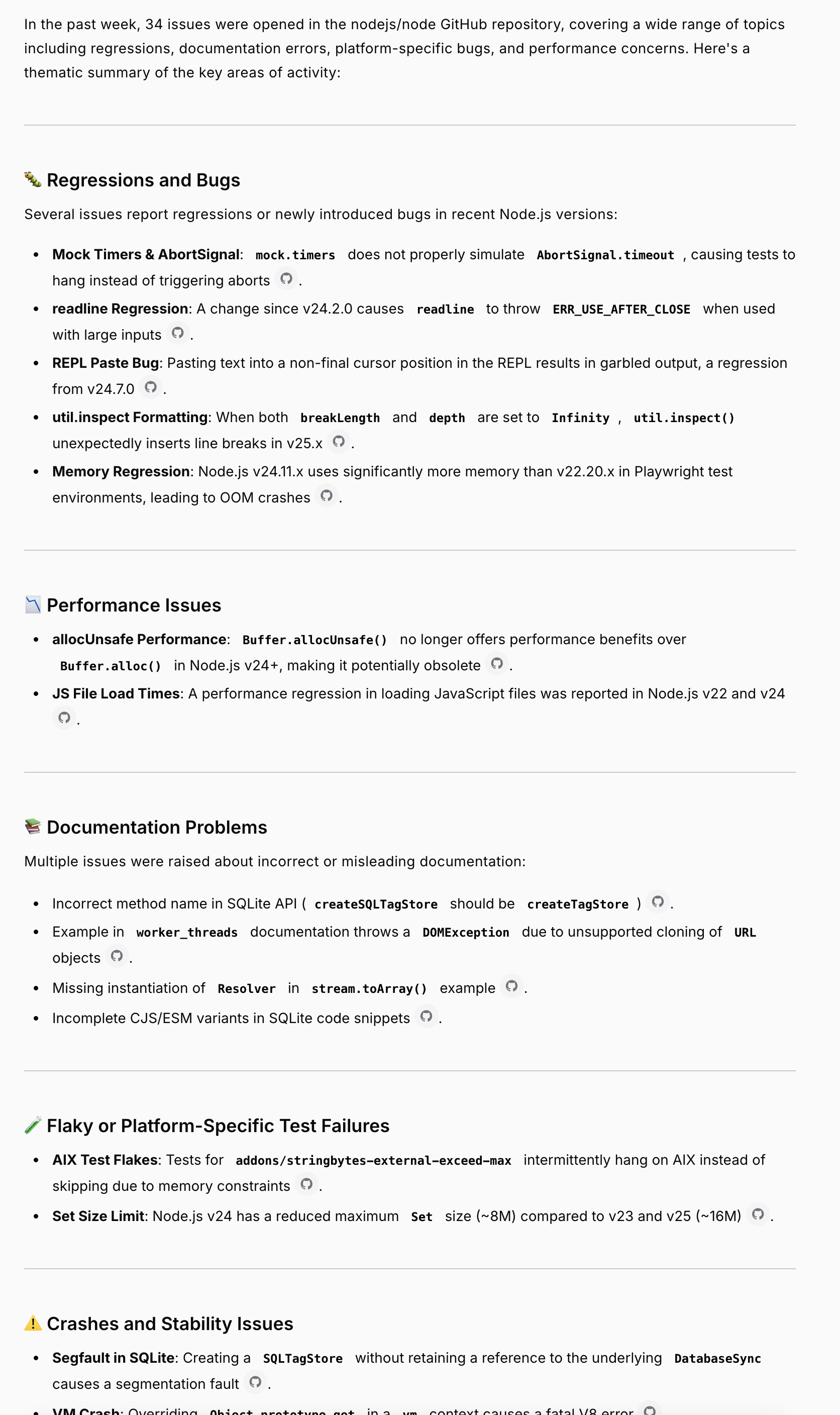 Github issues response text