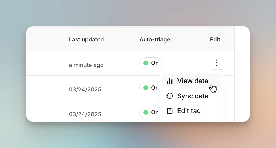 Viewing data Image showing how to view data associated with a tag