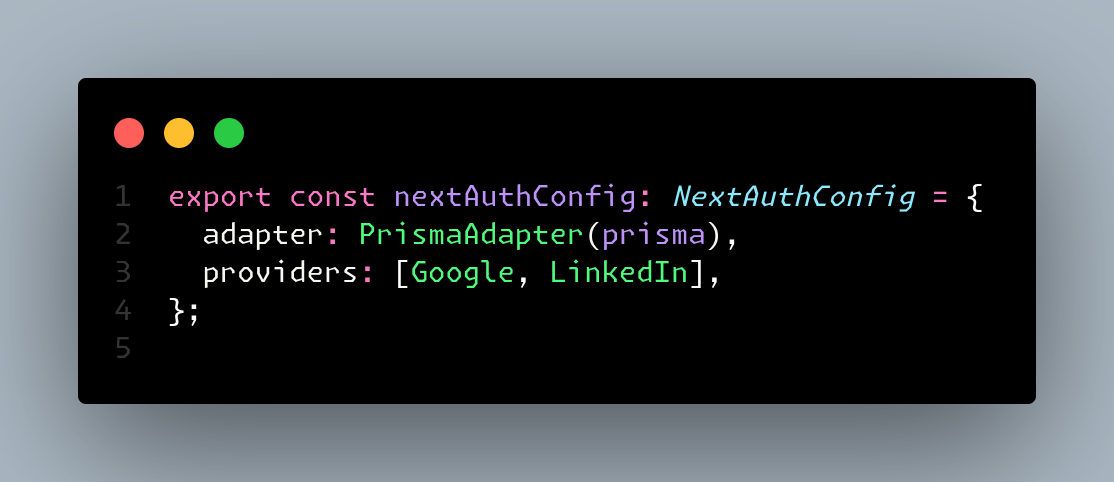 My Auth.js configuration before credentials.