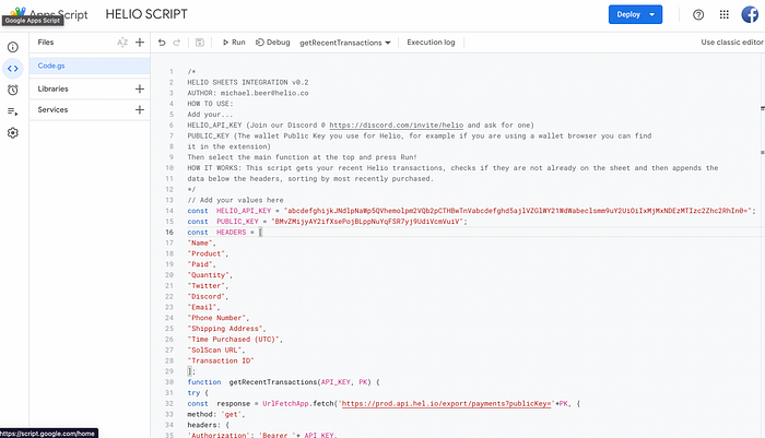 Google App Script - MoonPay Commerce
