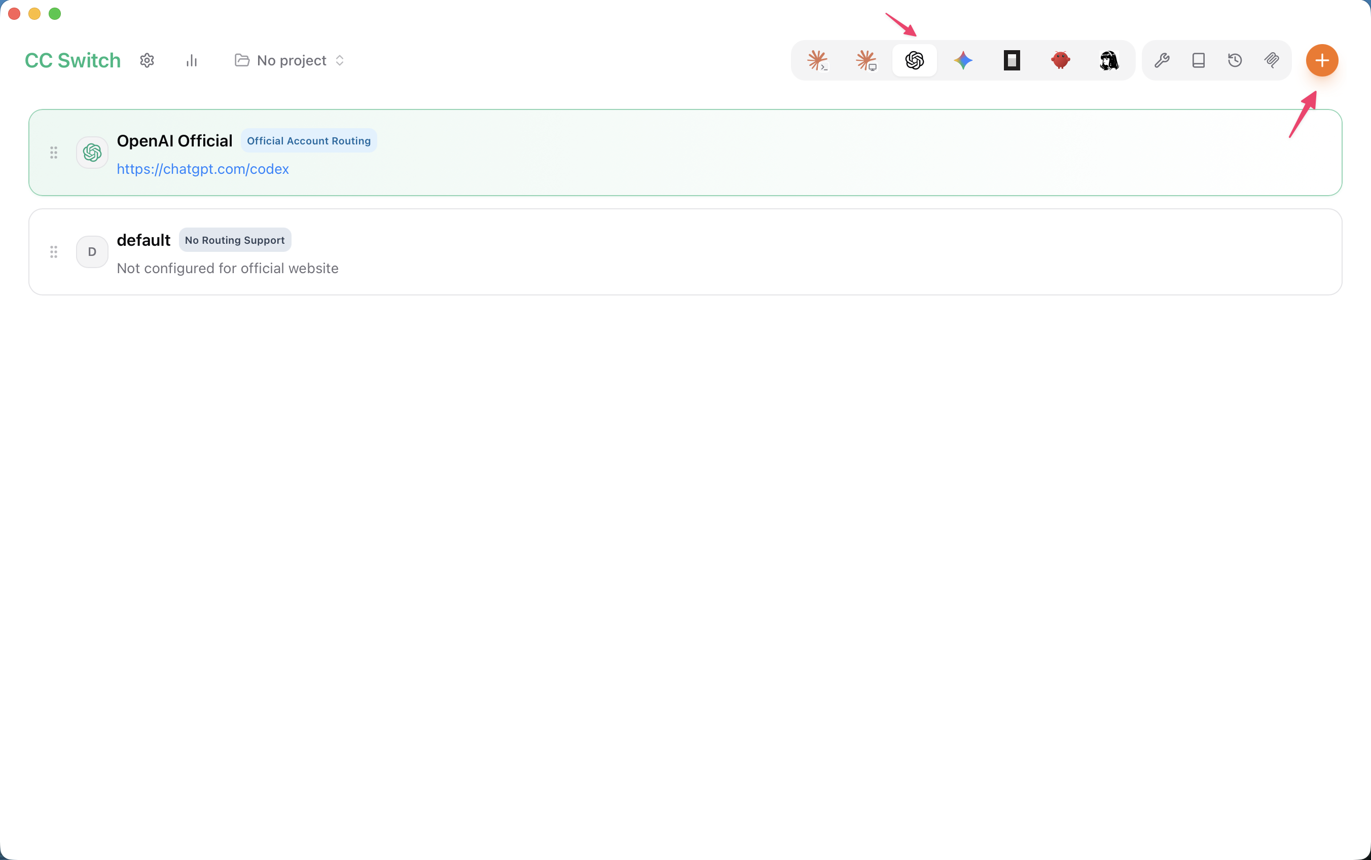 Open the Codex tab and add a provider