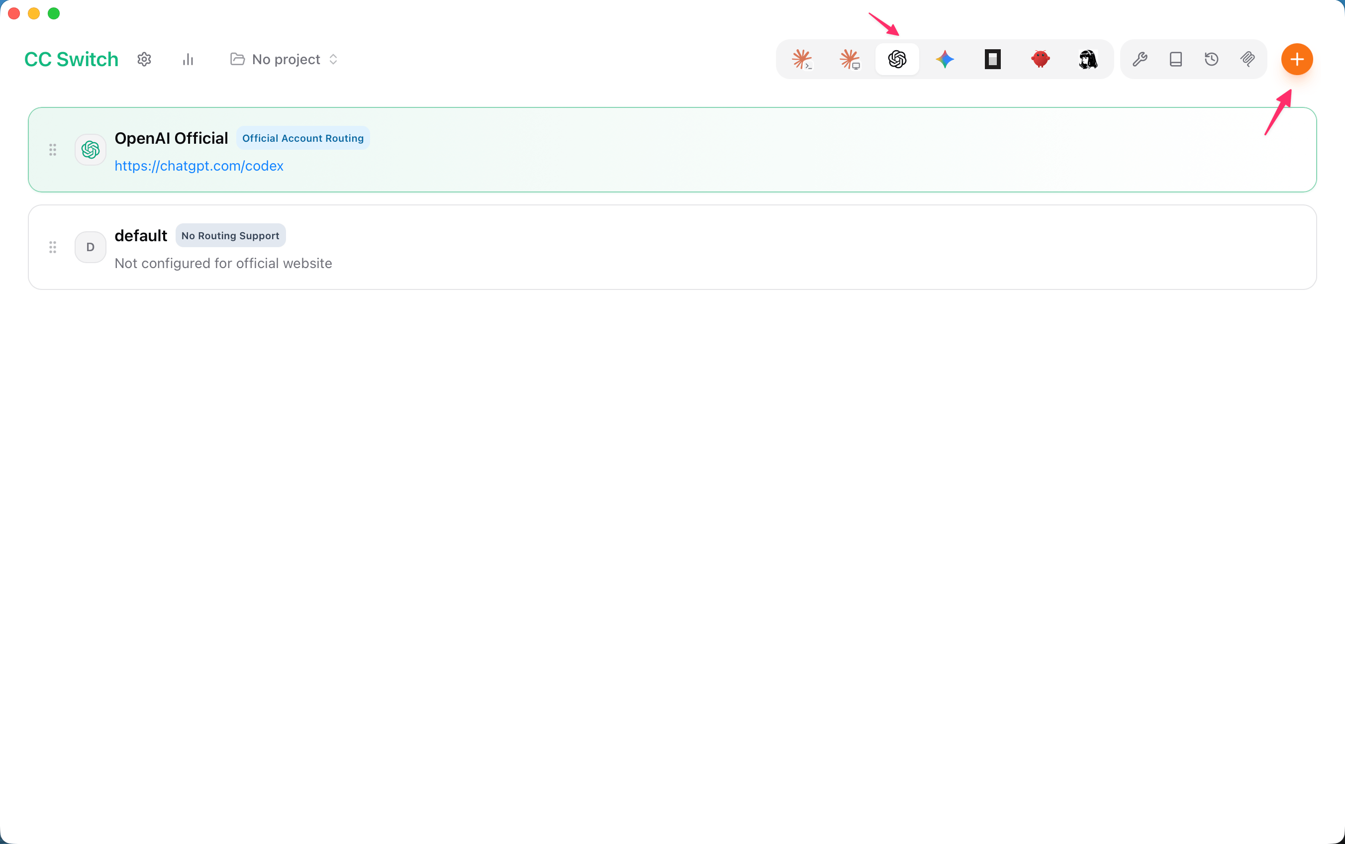 Open the Codex tab and add a provider