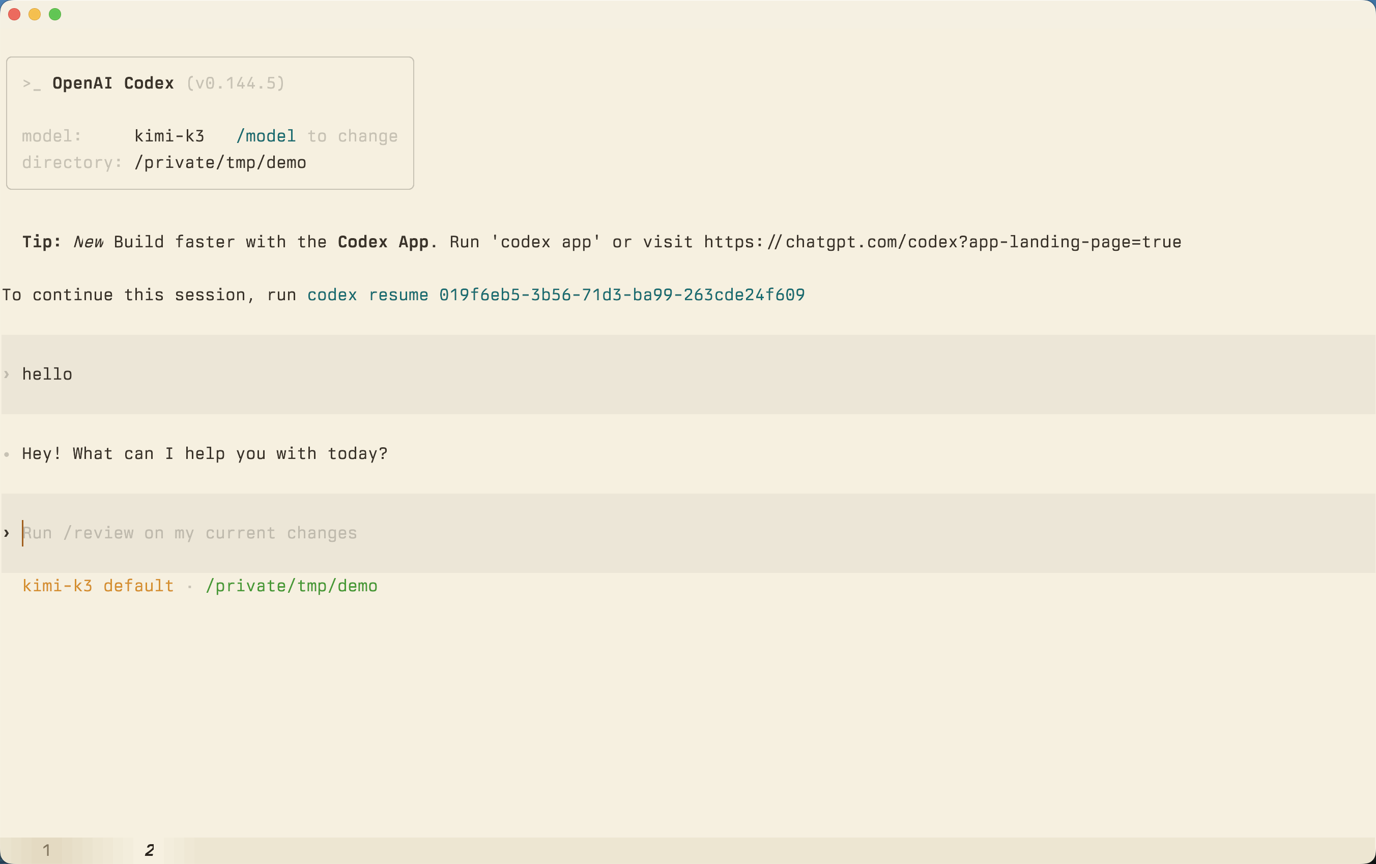 Verify kimi-k3 in Codex CLI