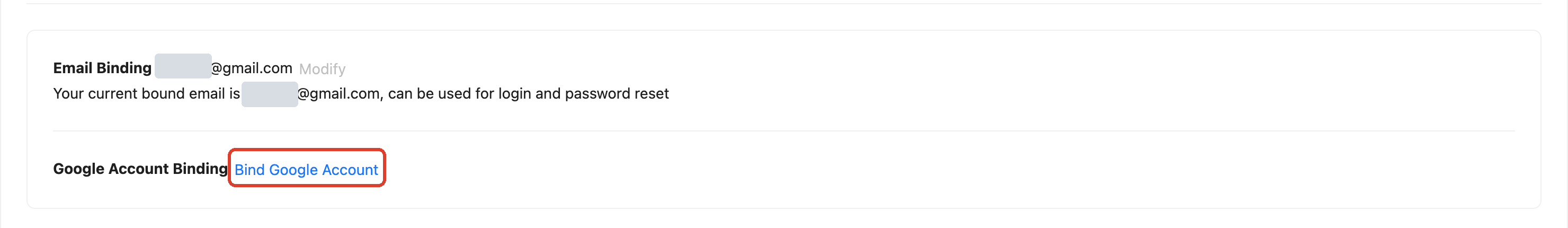 An email address is bound and no Google account is connected