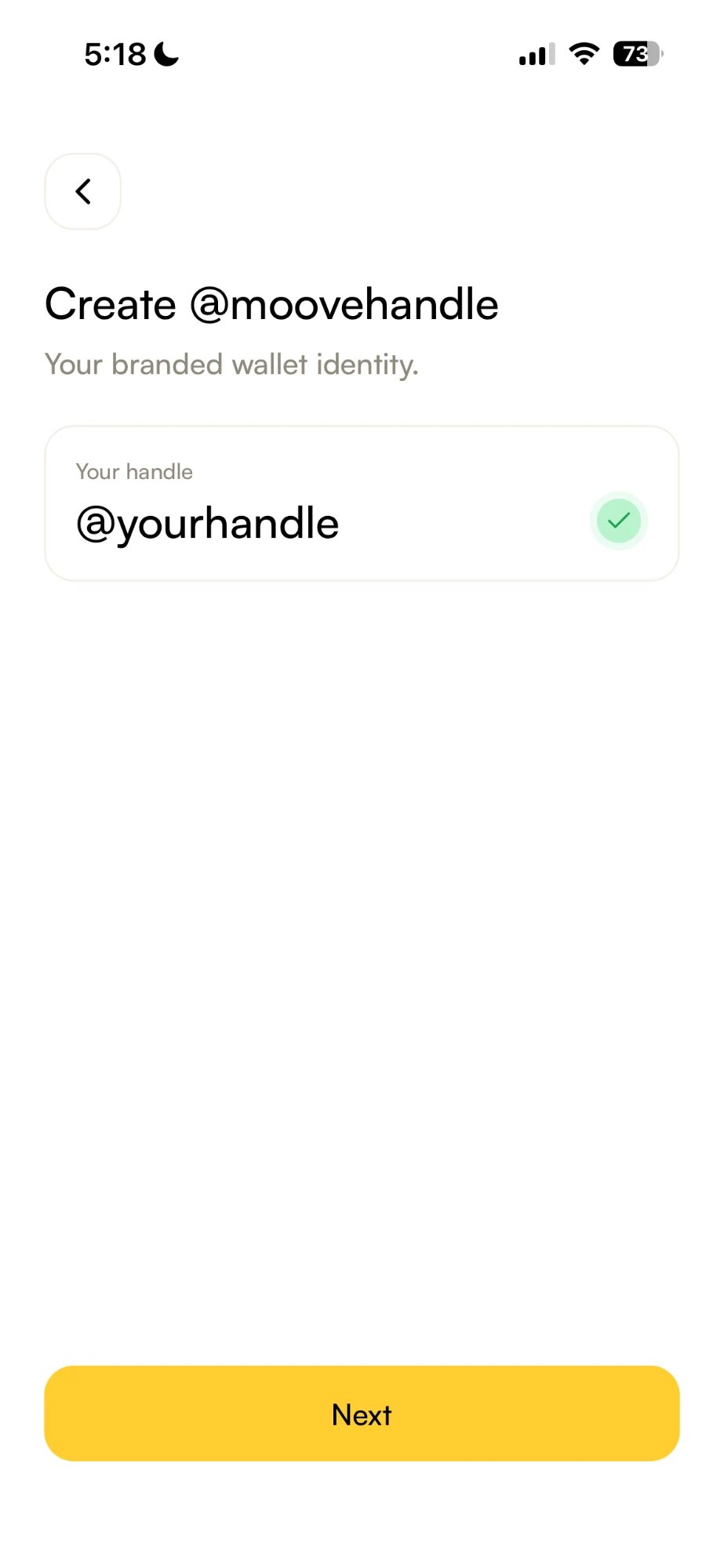 创建 @moovehandle 页面,显示一个可用的账号