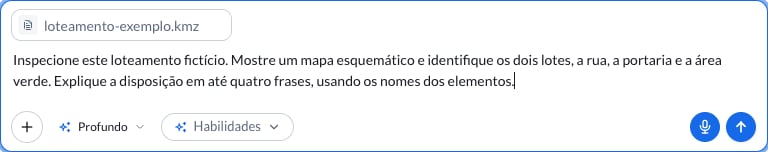 Morada OS message box with the KMZ attached and a request to inspect it