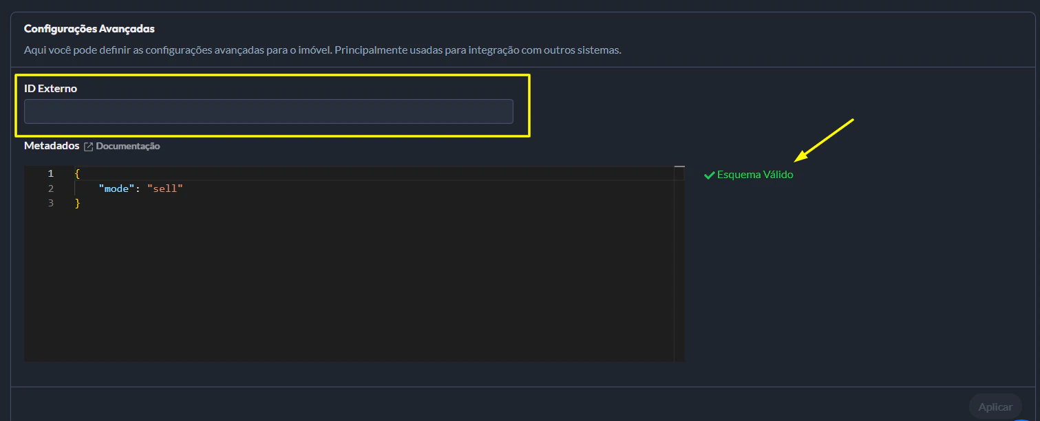 Id Externo Configuracao