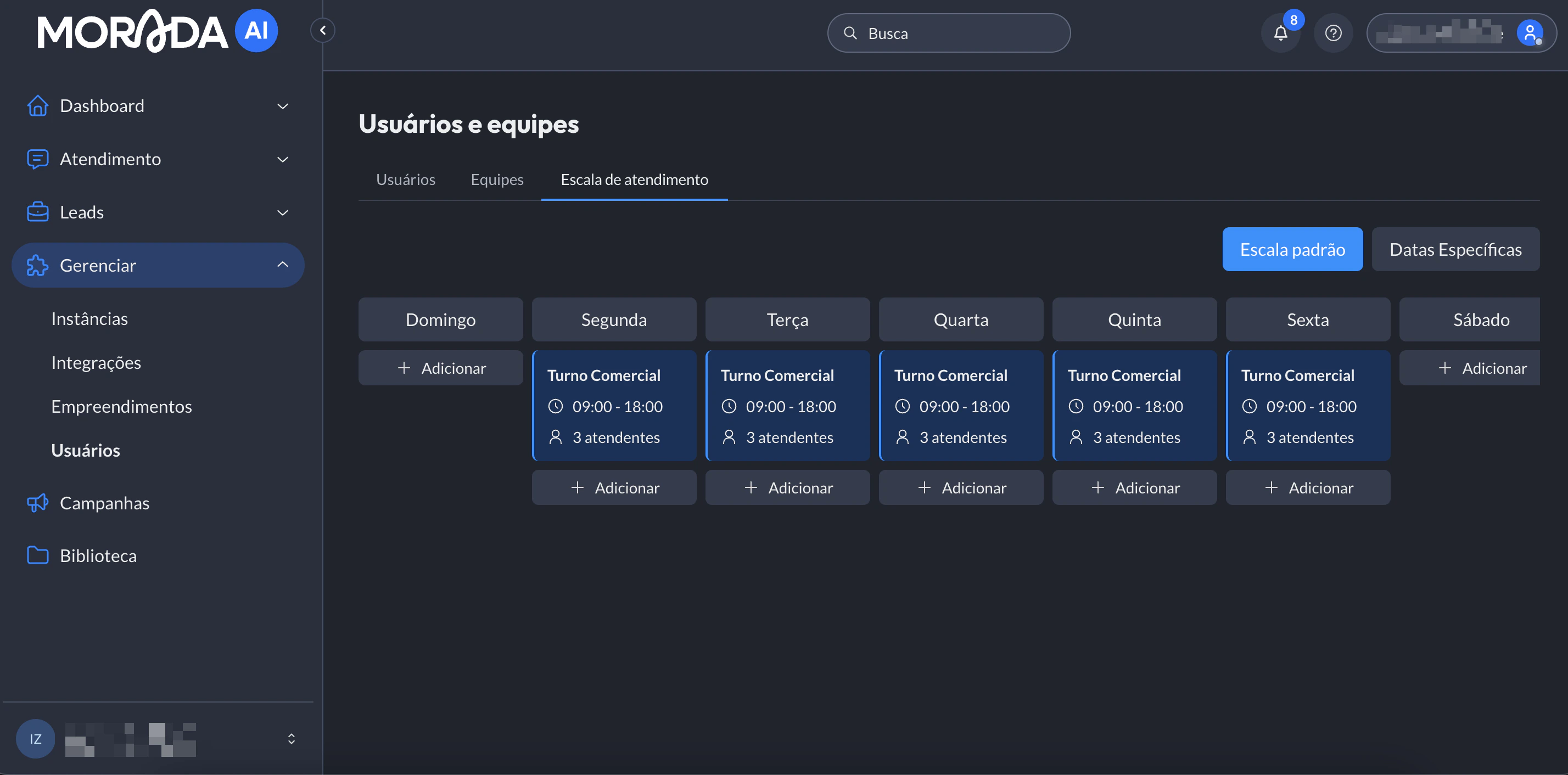 Escala Atendimento Visao