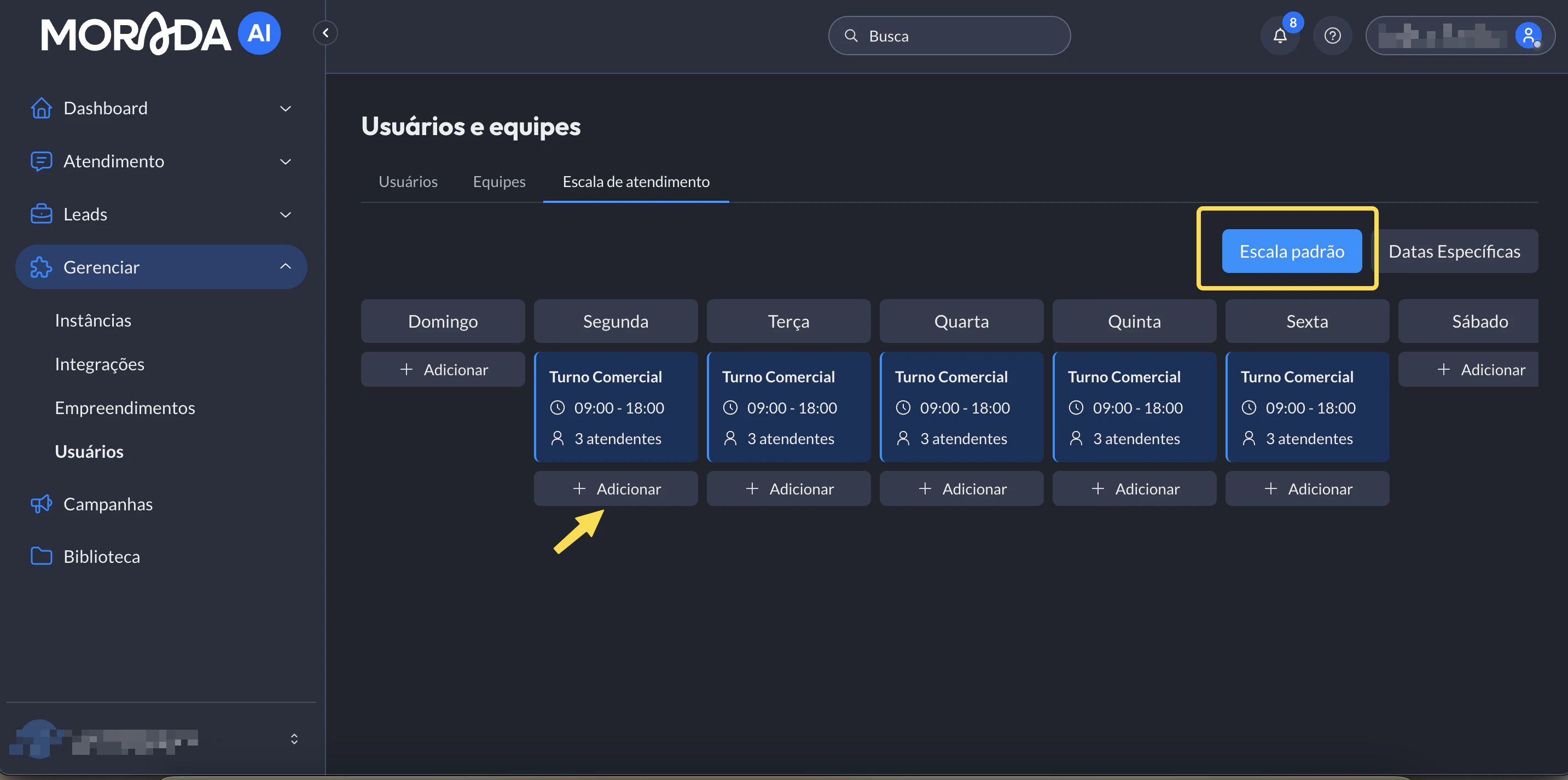 Escala Semanal Padrao