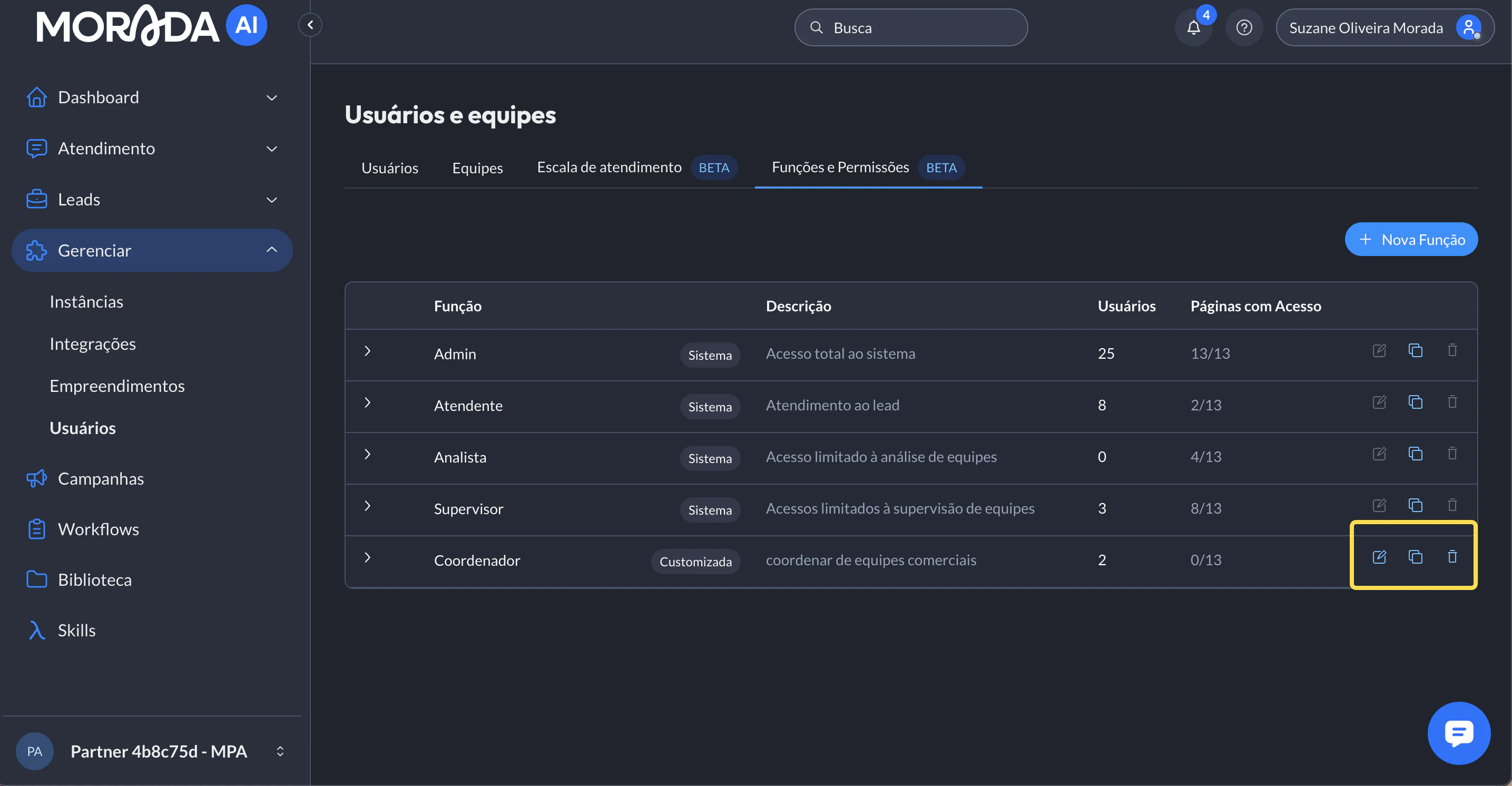 Funcoes Editar Clonar Remover