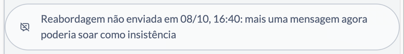 Aviso de reabordagem não enviada na conversa