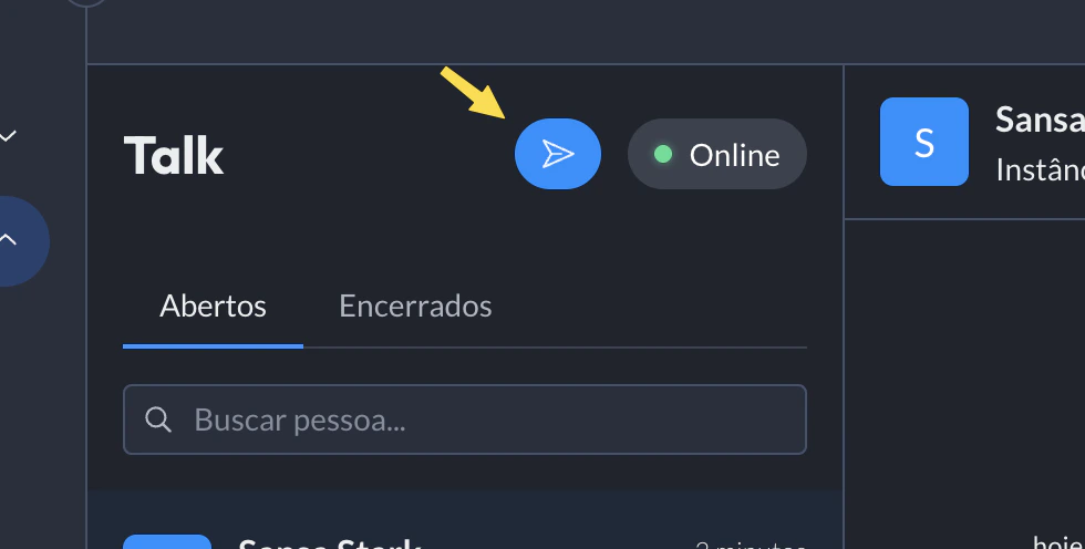Mensagem ativa no Talk