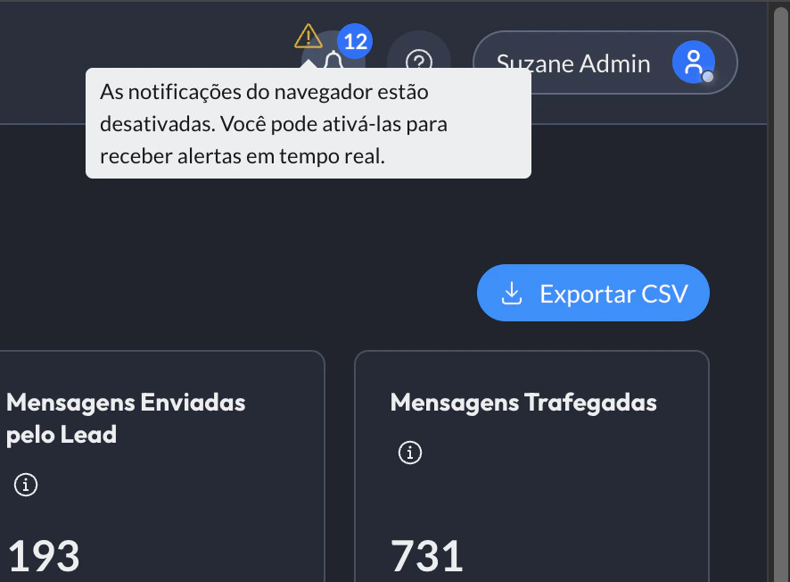 Notificações desabilitadas no navegador
