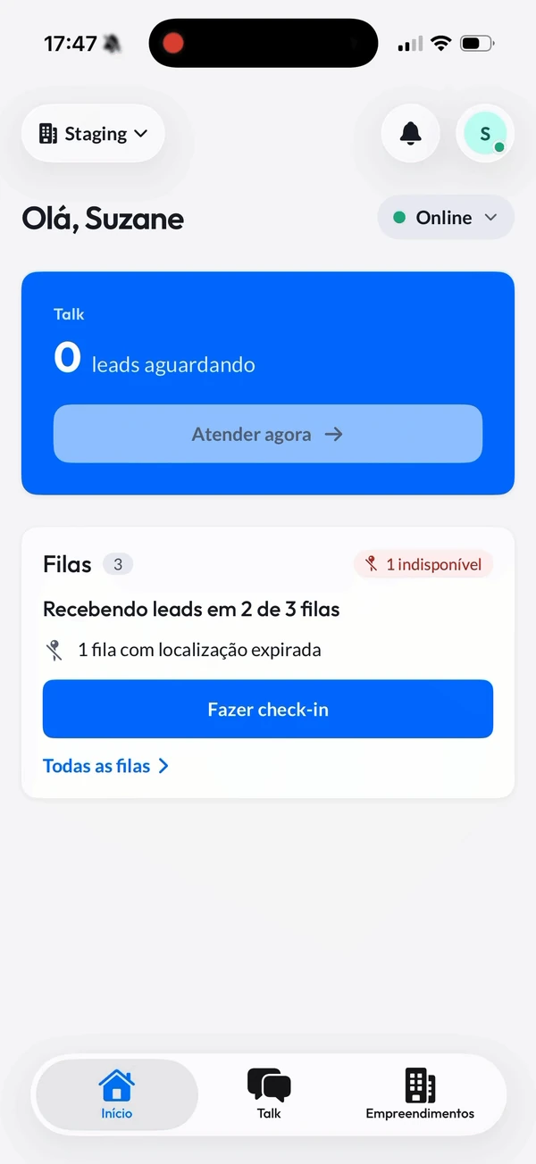 Toque no avatar da barra superior do Início abrindo a tela de Configurações