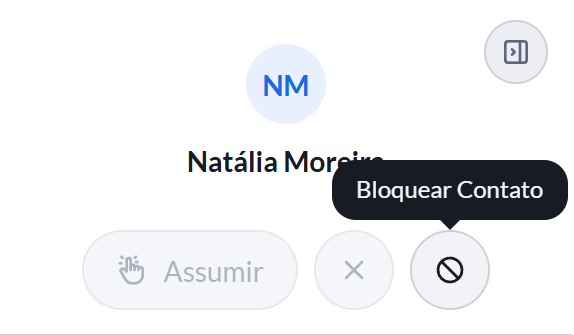 Botão Bloquear Contato no painel do contato, dentro da conversa