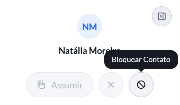 Botão Bloquear Contato no painel do contato, dentro da conversa