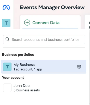 Select your business account