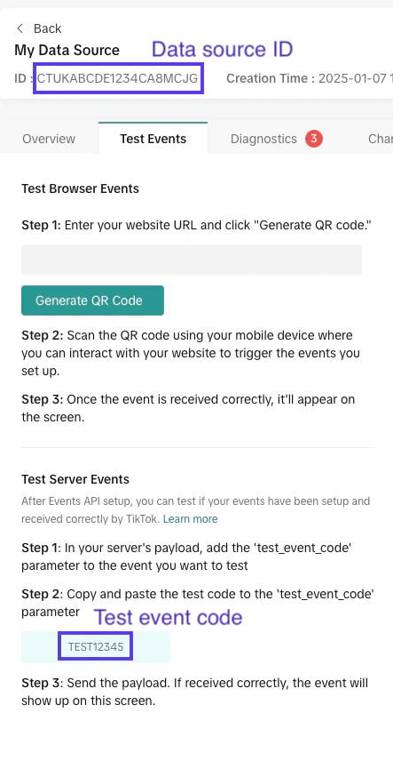 Test event code