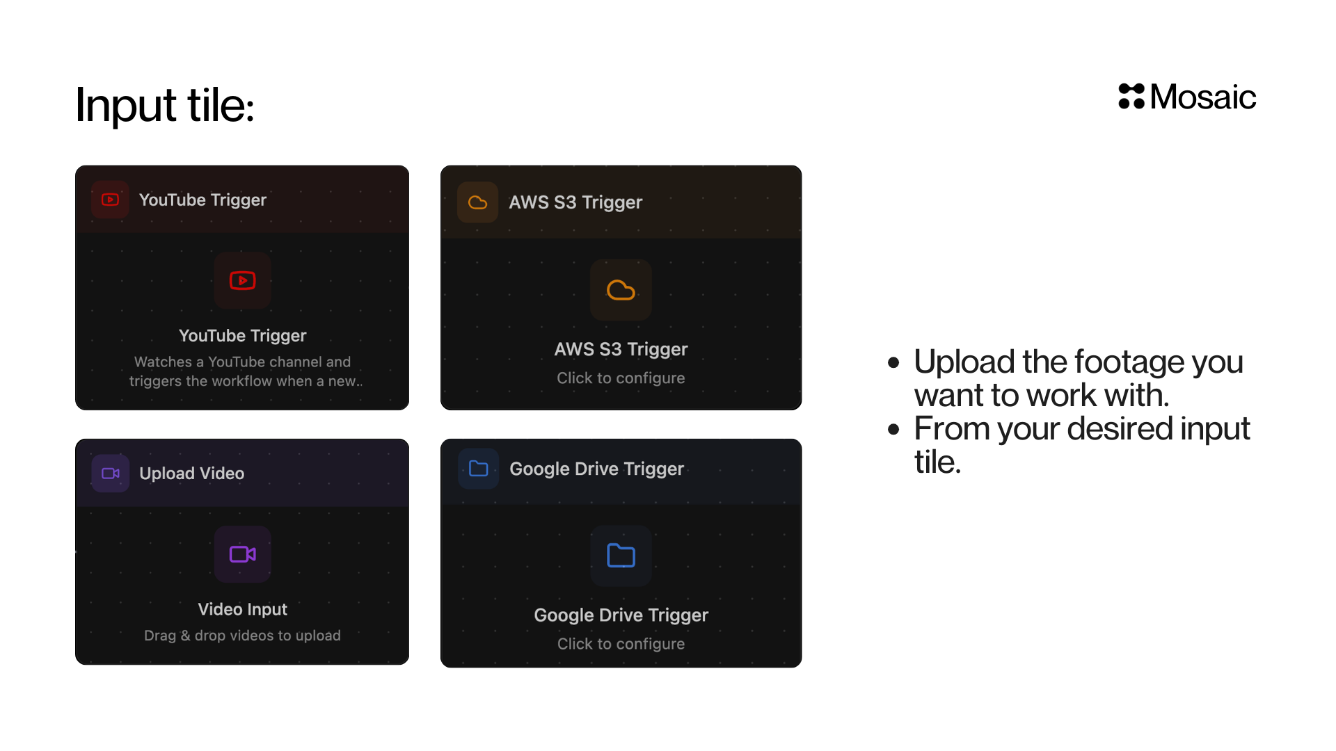 Input Tiles Overview