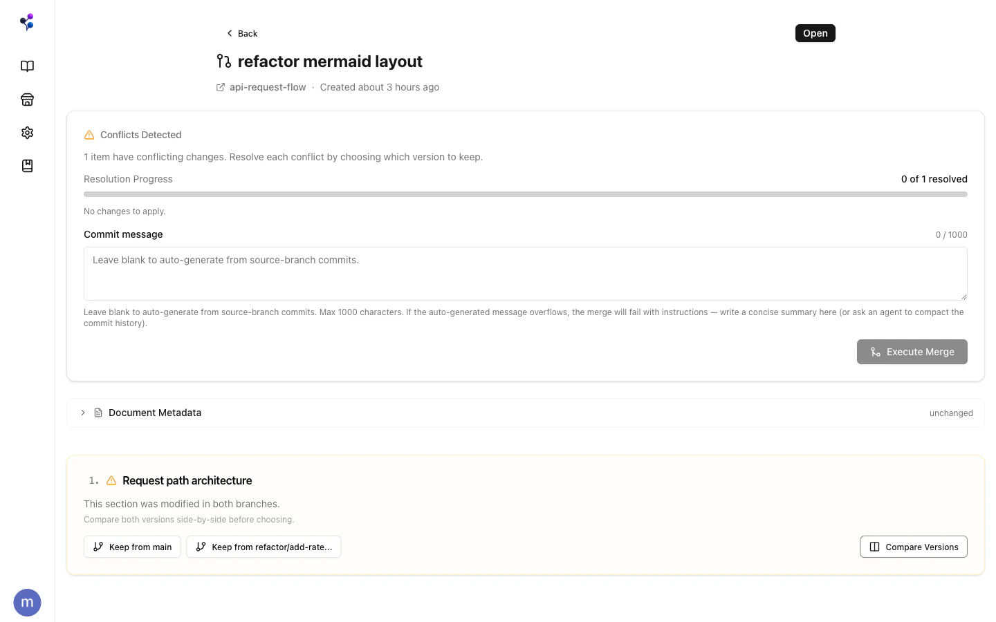 Conflict resolution interface